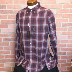 MICHAEL KORS mens button Front shirt Size XL slim fit plaid NWT